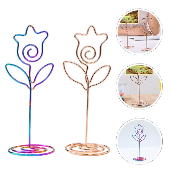ULTNICE Metal Photo Clip Holders 6pcs Mini Daisy Shaped Table Number Holders Stand For Place Cards Wedding Decor