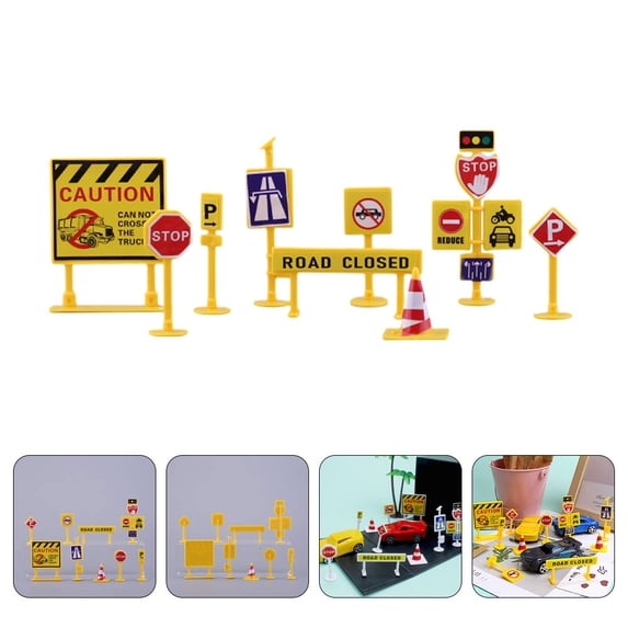 ULTNICE Mini Traffic Signs Set Yellow Traffic Knowledge Education for Children