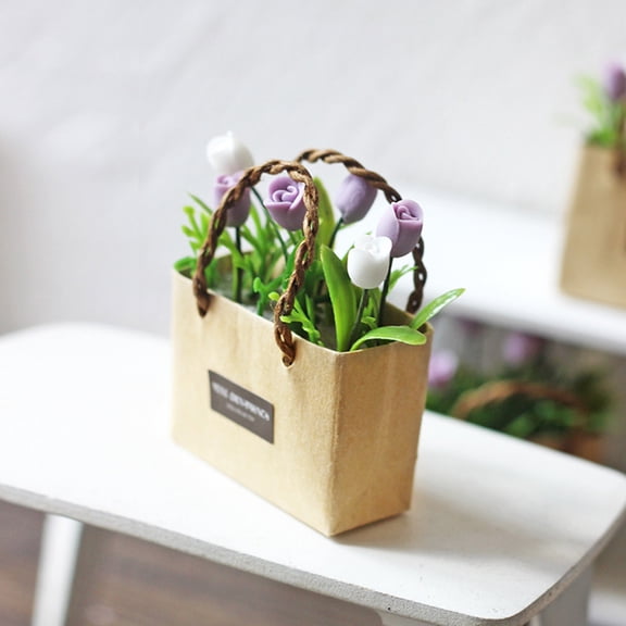 ULTNICE Simulation Flower Vase Multi-Color Resin Dollhouse Accessory for Tiny House Decor