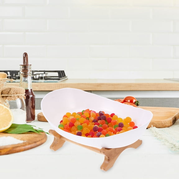 ULTNICE Fruit Nuts Tray Snack Tray White Wood 1 Set