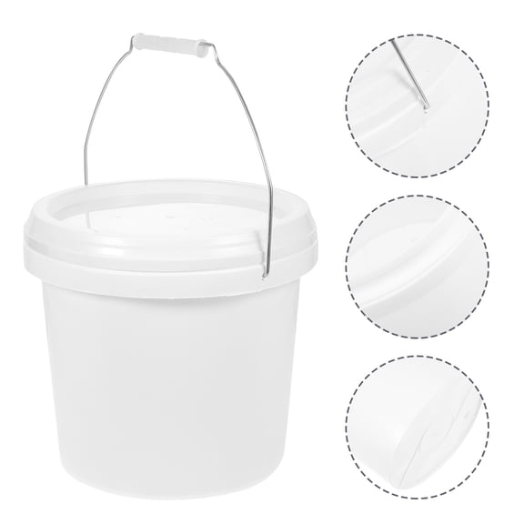ULTNICE 1 Gallon White Plastic Paint Storage Bucket with Handle Lightweight Durable ABS Material