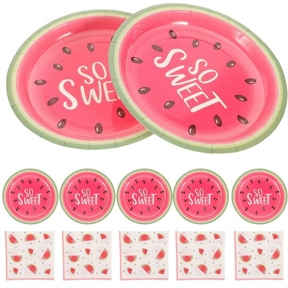 ULTNICE Pink Paper Plates and Napkins Set for Party Use Premium Disposable Party Tableware Kit 24 Count