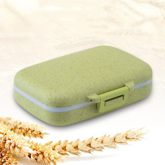 ULTNICE Portable Medicine Dispenser with Six Compartments for Pill Storage Wheat Straw and PP Sky 5 x 2 1 inches
