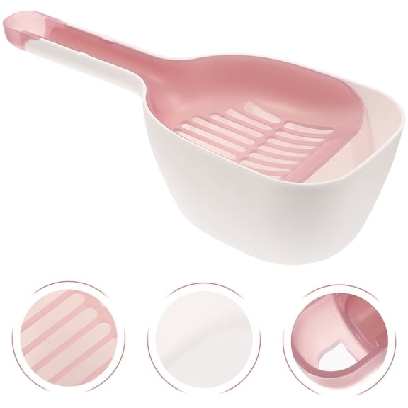 ULTNICE Practical Design Cat Litter Spatula Pink Plastic Scoop 1 Set