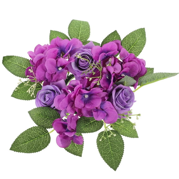 ULTNICE Purple Candle Ring with Artificial Flowers for Decorative Table Centerpiece 6.5 Inches