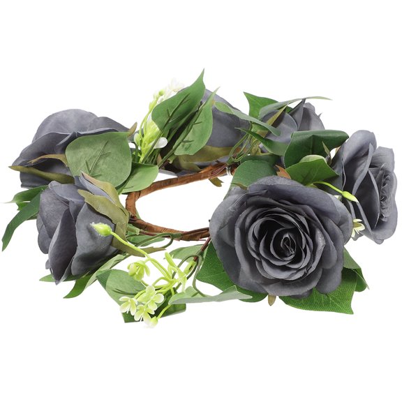 ULTNICE Artificial Rose Candle Ring Blue Silk for Party Decor Multipurpose