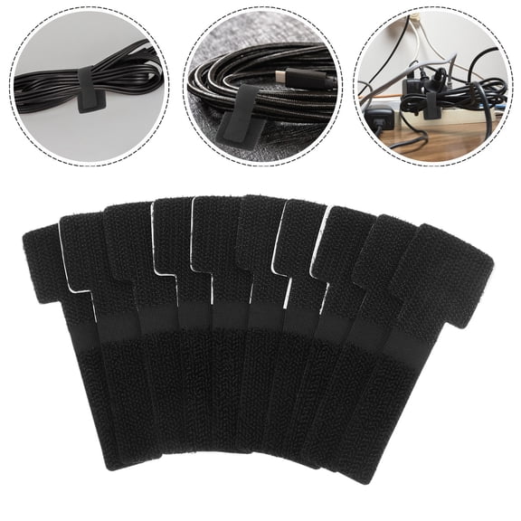 ULTNICE Durable Nylon Cable Management Straps for Holding Use Black Reusable Fastener Straps Versatile for Cords Under Desk 10pcs