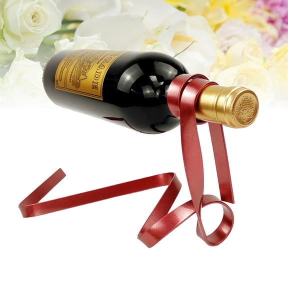 ULTNICE Ribbon Display Rack Wine Bottle Holder Iron Wine Display Floating Design for Adults 1Set