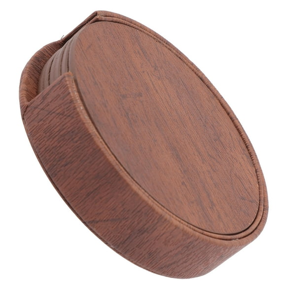 ULTNICE Round Coasters 6Pcs In Light Brown Leather For Dining Table With Protective Feature