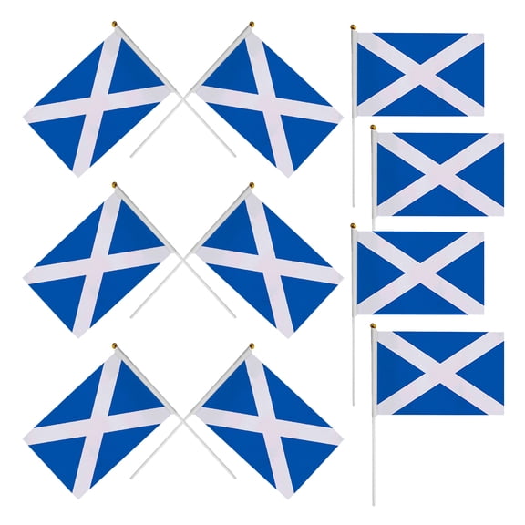 ULTNICE Scotland Hand Held Flag Made of Durable Polyester and Plastic for Festival Use Blue Color 10 Pieces