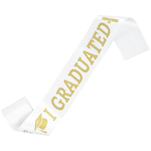 ULTNICE Senior Sash White Elegant Design Adjustable Length for Graduation Parties