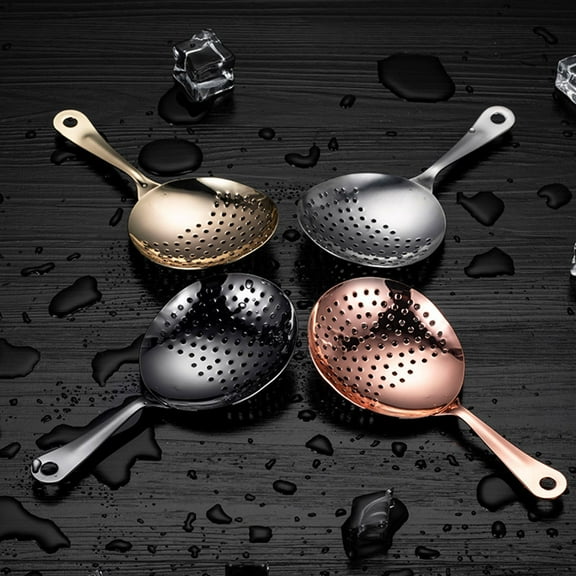 ULTNICE Slotted Spoon Cooking Cocktail Strainer Rose Gold Filtering Barware for Home Users 1Pack
