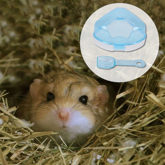 ULTNICE Small Pet Hamster Bath House Blue Plastic Heightened Bottom 1Pcs