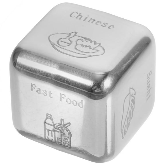 ULTNICE Stainless Steel Food Decider Dice for Parties Easy to Carry Game Prop Silver Small Size