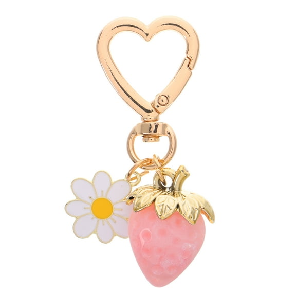 ULTNICE Strawberry Decor Keychain for Backpack Aesthetic Design Pink Zinc Alloy 1Set for Accessories