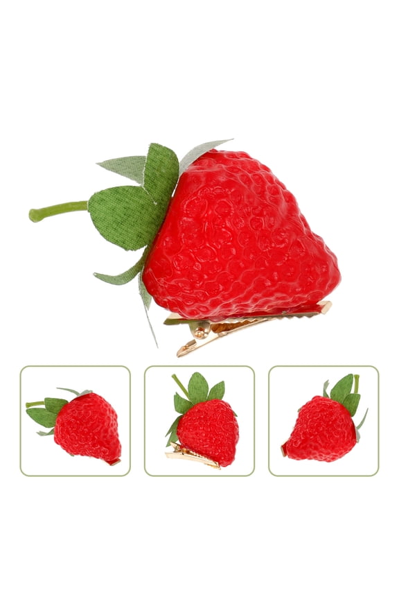 Strawberry Hair Clip Decor Cute Red Plastic 1Pack Hair Accessory for Women