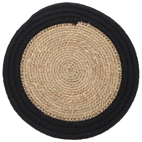 ULTNICE 1Pcs Dining Table Heat Insulated Mat Round Black Grass Table Decoration