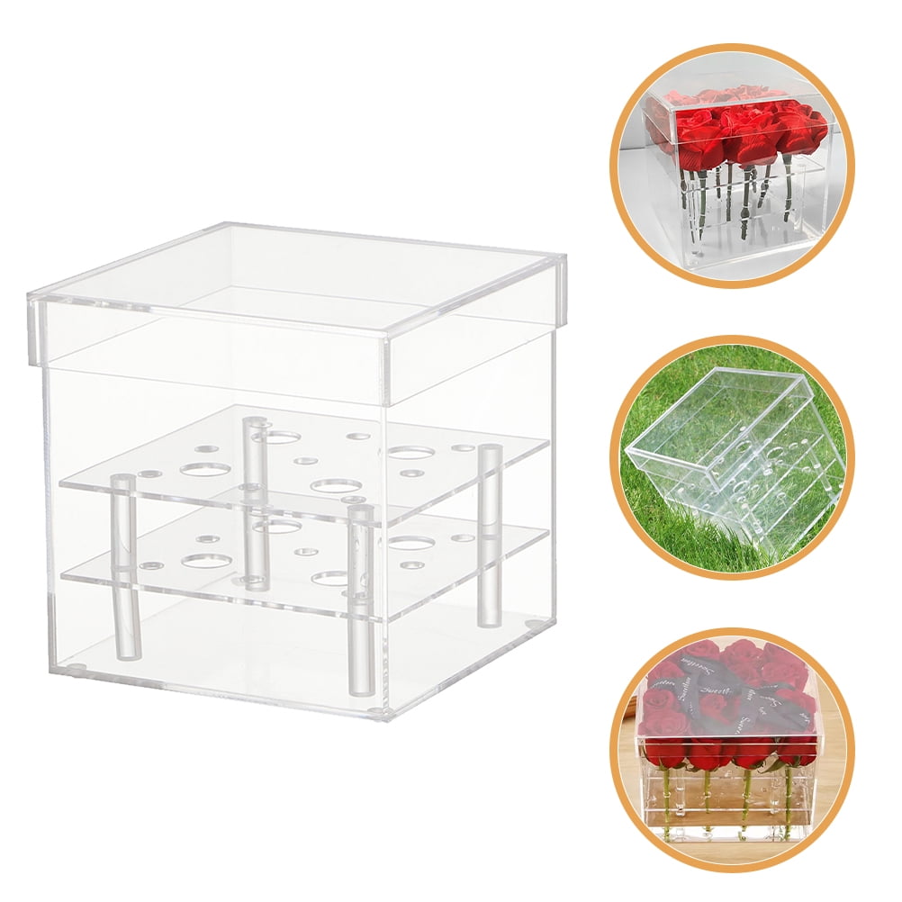 ULTNICE Transparent Eternal Flower Case Acrylic Transparent 1Pcs Flower Storage for Women