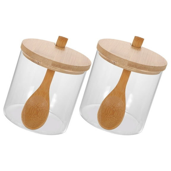 ULTNICE Transparent Glass Condiment Jars with Lids Practical for Kitchen Storage 2Sets