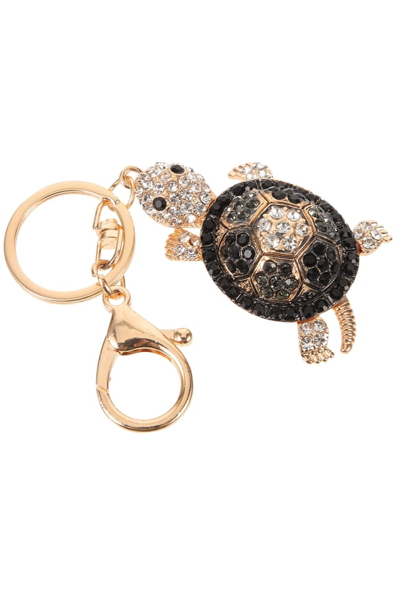 Crystal Turtle Keychain in Coffee Alloy Material Decorative Key Ring Ornament