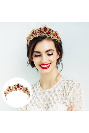 Comfortable Red Rhinestone Crown Headpiece Enhancing Formal Hairstyles