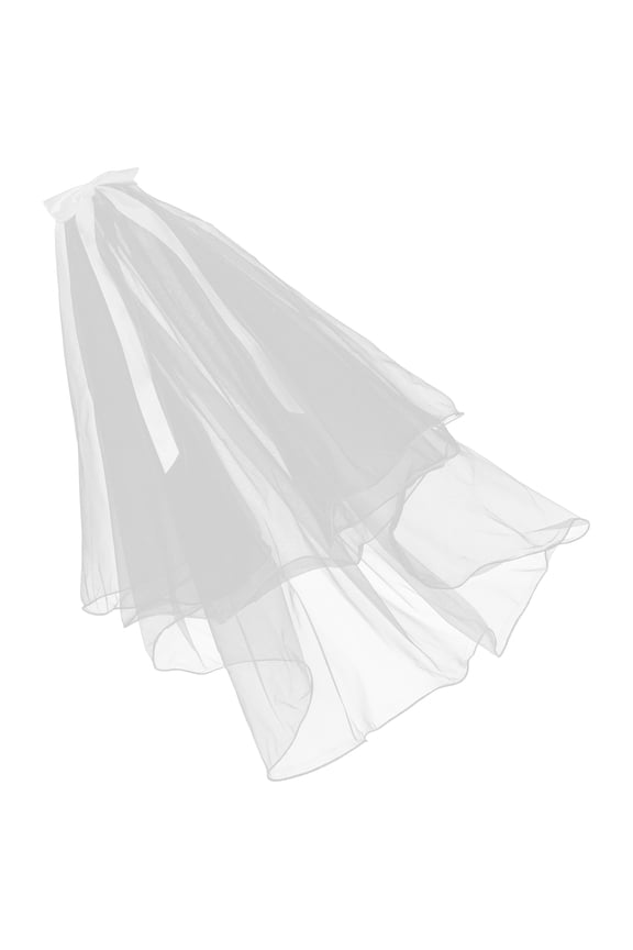 Lightweight Double Layer Bridal Veil with Bow for Wedding Dress Decoration