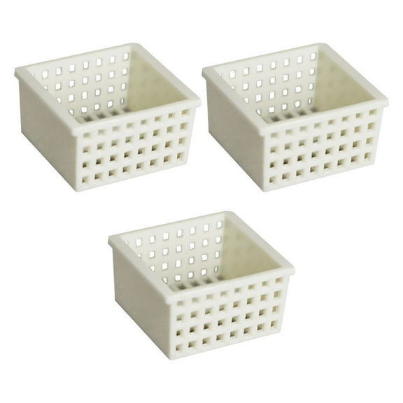 ULTNICE White Mini Storage Basket for Small House Model 3Pcs Plastic Accessories with Fine Details 4.5x3.2x2.8 Inch