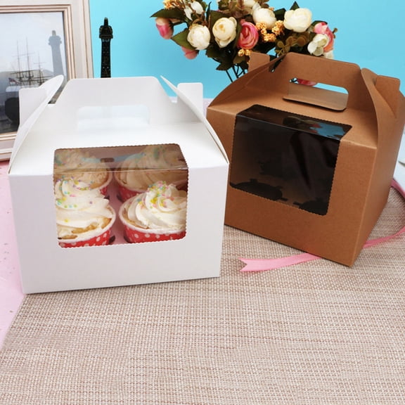 ULTNICE Cupcake Container 4 Cavity White Paper Insert Secure and Portable 10Pcs