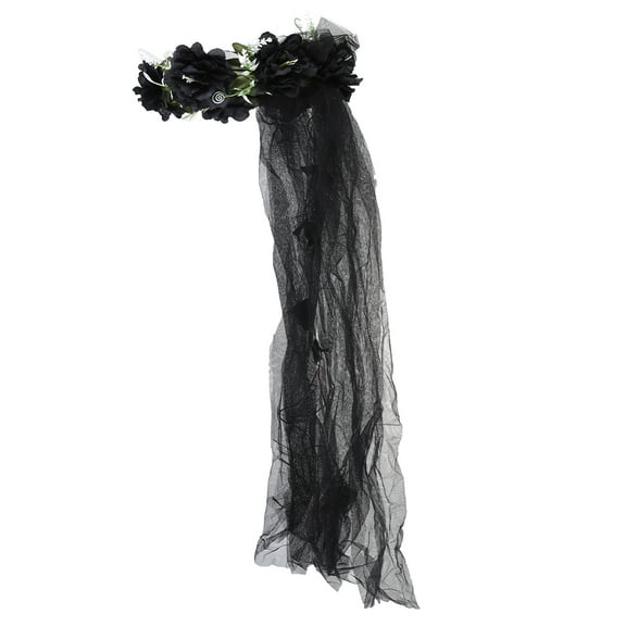 ULTNICE artificial flower headdress Veil Tulle Black 1Pcs Hair Accessories for Ladies