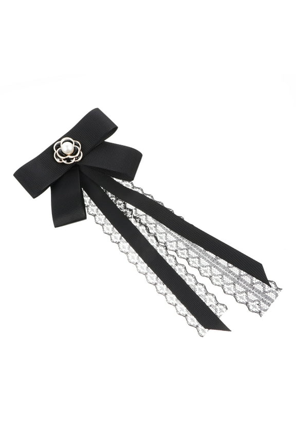 Black Brooch Neck Tie with Crisp Symmetrical Cut for Stylish Shirt Decoration