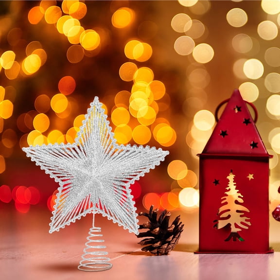 ULTNICE unique christmas tree toppers Tree Topper Silver Iron Wire Decorative Christmas Tree Decoration 1Pack