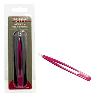 ULTRA Accents Aero Tweeze Extra Pointed Tip Stainless Steel Tweezer - Dark Pink #4862