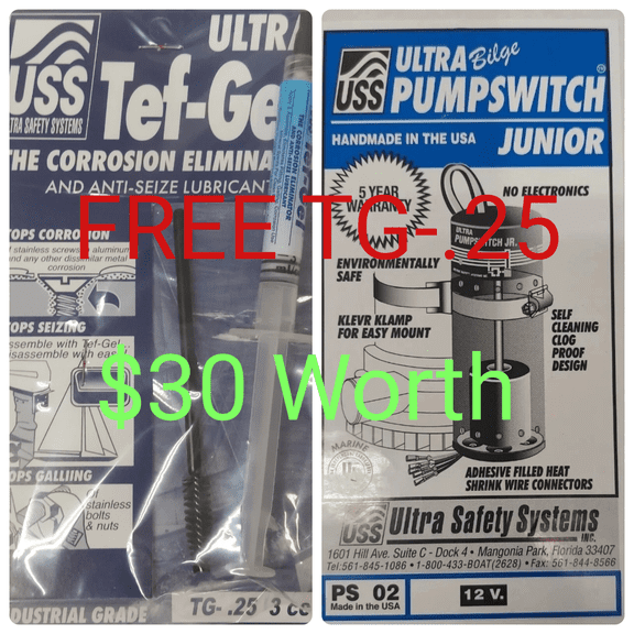 ULTRA Bilge Pumpswitch Jr. Float PS-02 12v And FREE Tef-Gel TG-.25 Corrosion Eliminator