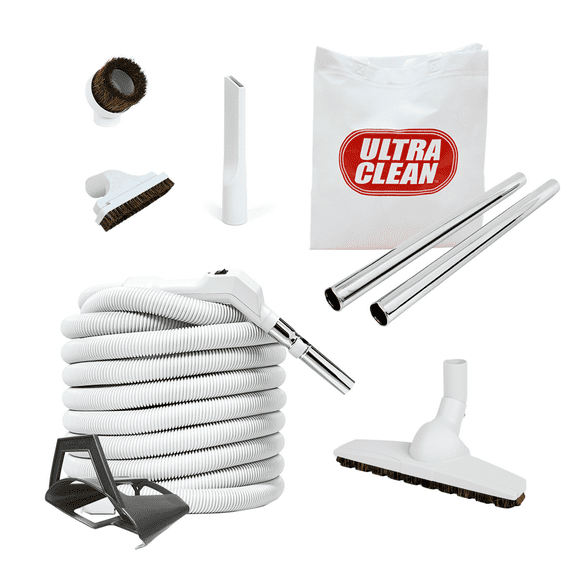 ULTRA CLEAN Central Vacuum Deluxe Hose and Accessories kit for Hardwood, Tile, Ceramic and Bare Flooring