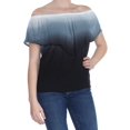 thumbnail image 1 of ULTRA FLIRT $34 Womens New 1181 Black Color Block Flounce Off Shoulder Top M B+B, 1 of 2
