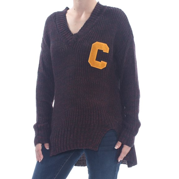 ULTRA FLIRT $44 Womens New 1057 Black Ribbed V Neck Long Sleeve Patch Sweater XS