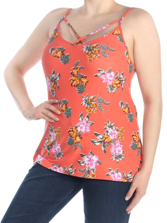 Womens New 1601 Orange Floral Two Way Tank Top XL B+B