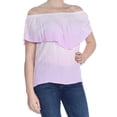 thumbnail image 1 of ULTRA FLIRT Womens Purple Flounce Short Sleeve Off Shoulder Top XS, 1 of 2
