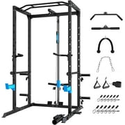 ULTRA FUEGO Power Cage, Multi-Functional Power Rack with J-Hooks, Dip Handles, Landmine Attachment and Optional Cable Pulley System for Home Gym