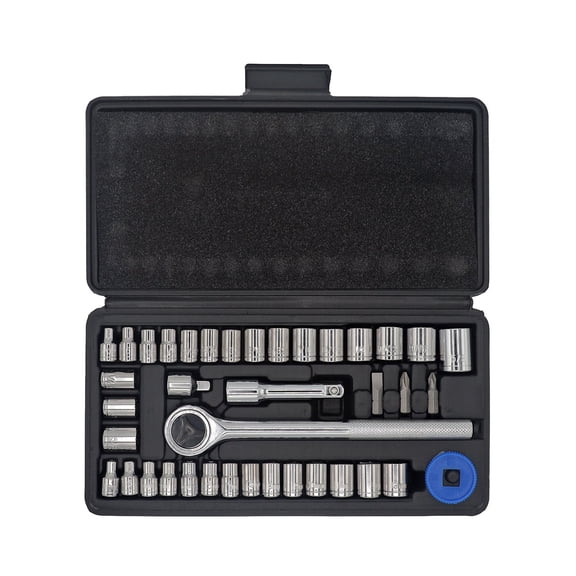 ULTRA STEEL 40-Piece Socket Set with Ratchet Driver, 1/4" and 3/8" Drive, Metric and SAE Sockets, Extension Bar, Blow Mold Case