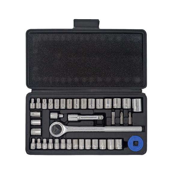 ULTRA STEEL 40-Piece Socket Set with Ratchet Driver, 1/4" and 3/8" Drive, Metric and SAE Sockets, Extension Bar, Blow Mold Case