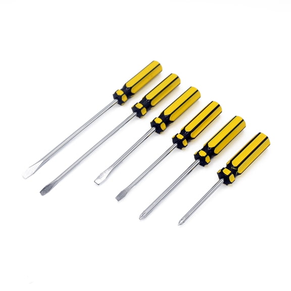 ULTRA STEEL 6-Piece Screwdriver Set with Wall Rack, Tiger Stripe Handle, Carbon Steel Blade, Magnetic, Chrome Plated, Phillips and Slotted