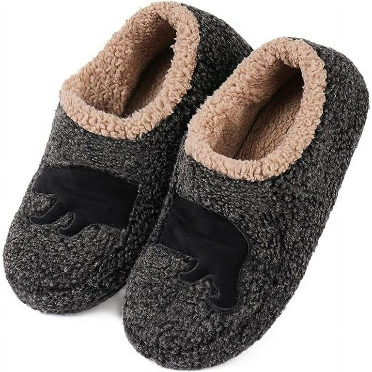 ULTRAIDEAS Fuzzy Slippers Socks for Men Soft Sole Sherpa Fleece Lined Indoor House Shoes with Non Slip Grippers