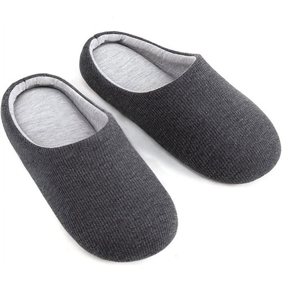 ULTRAIDEAS Men's Lightweight Cotton Slippers with Memory Foam and Soft Sole