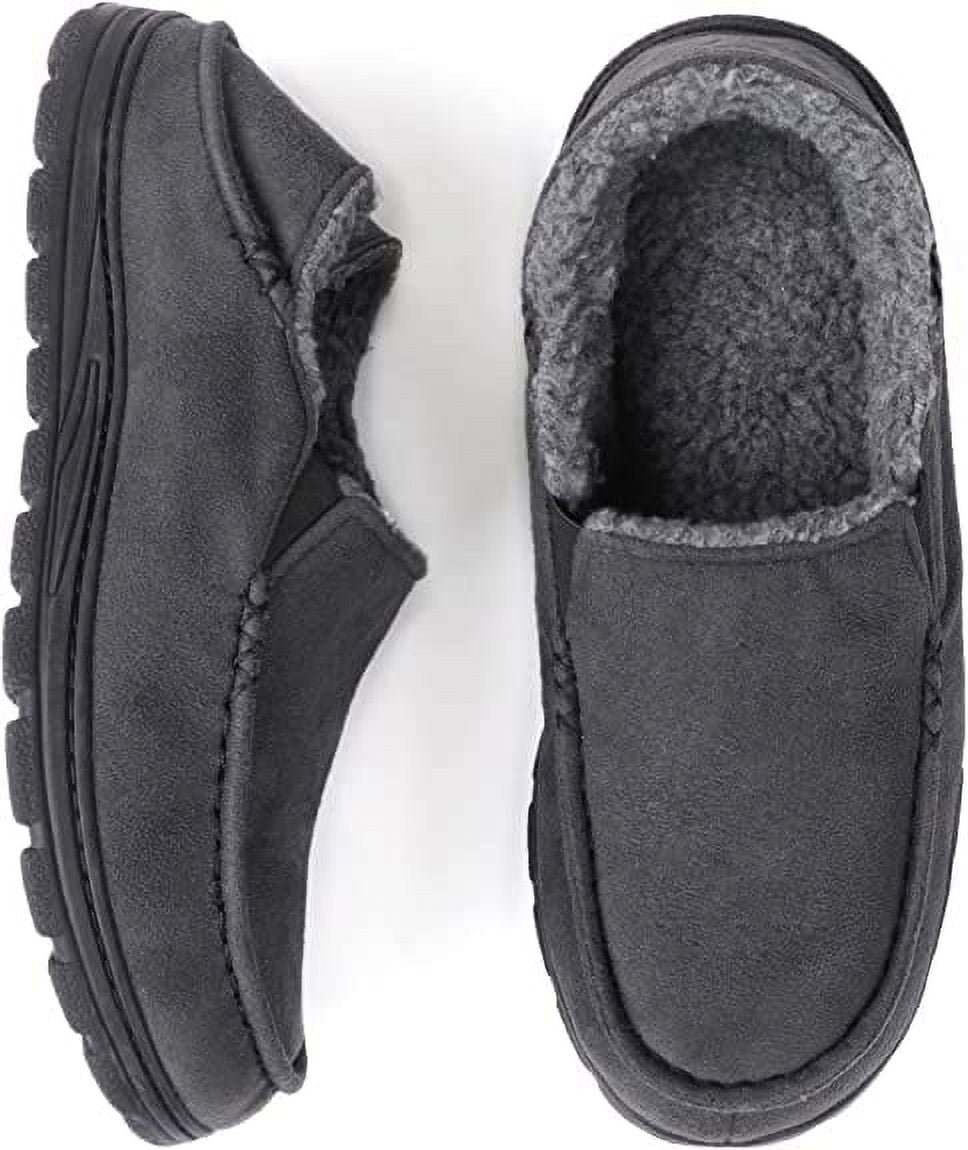 ULTRAIDEAS Mens Moccasin Fuzzy Slippers with Sherpa Fleece Lining Indoor Outdoor House Shoes