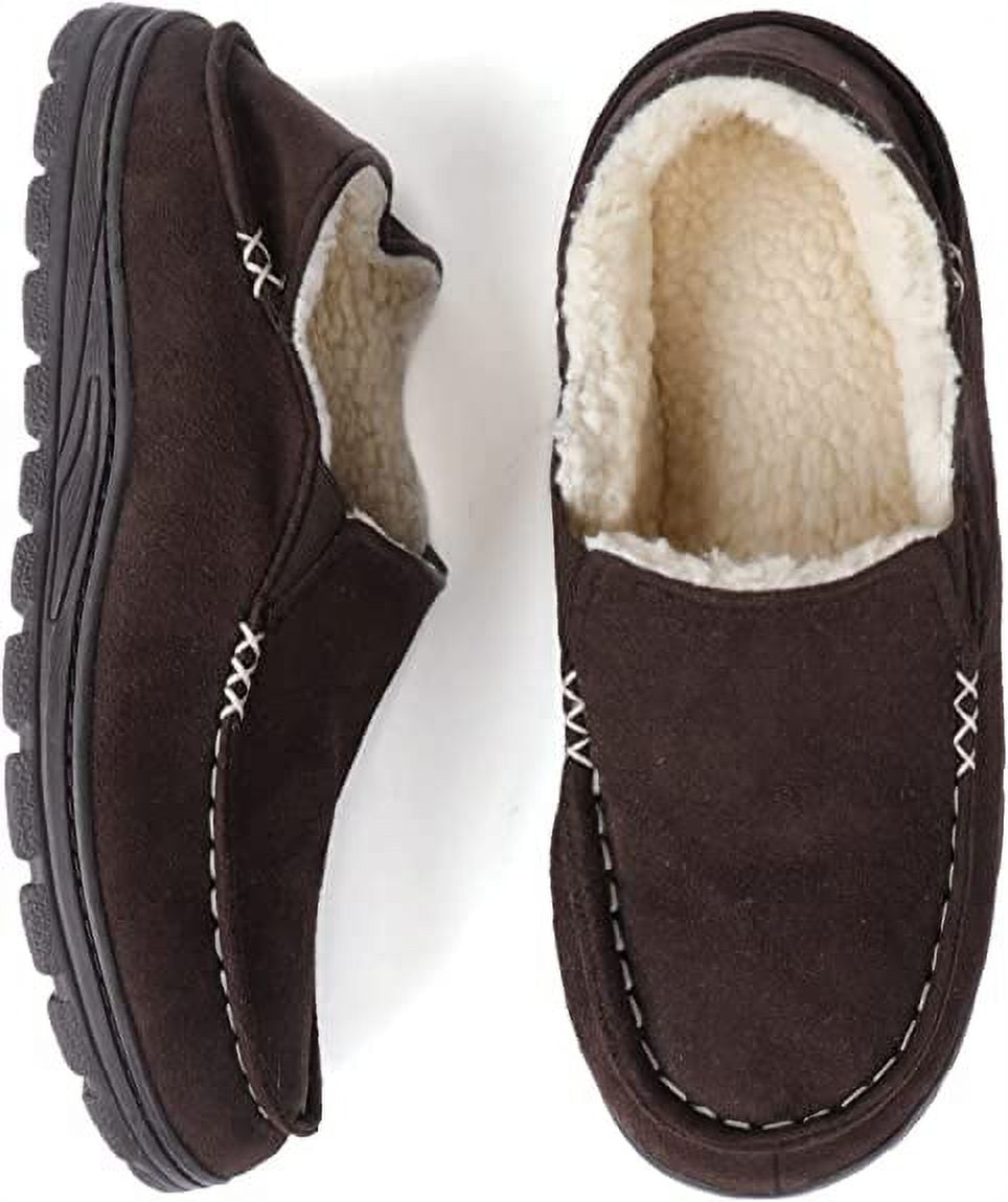 ULTRAIDEAS Mens Moccasin Fuzzy Slippers with Sherpa Fleece Lining ...
