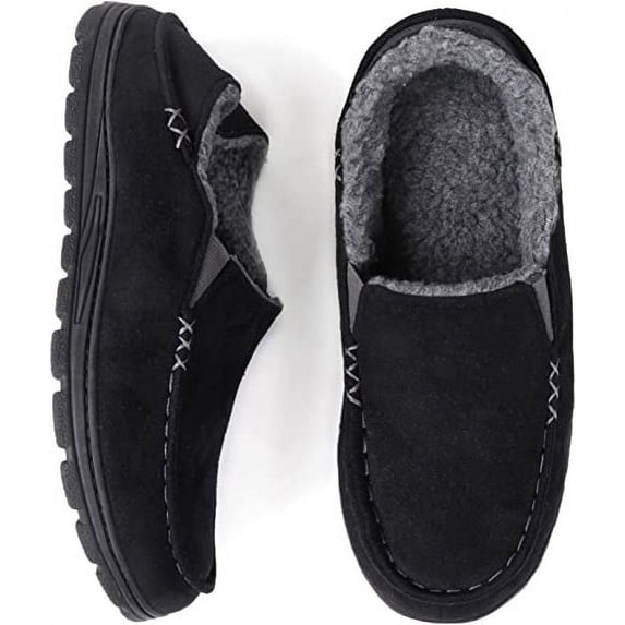 ULTRAIDEAS Mens Moccasin Fuzzy Slippers with Sherpa Fleece Lining Indoor Outdoor House Shoes