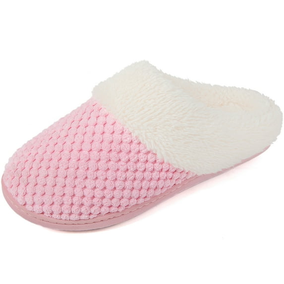 ULTRAIDEAS Women's Comfy Coral Fleece Memory Foam Slippers, Slip-on House Slippers for Indoor Use