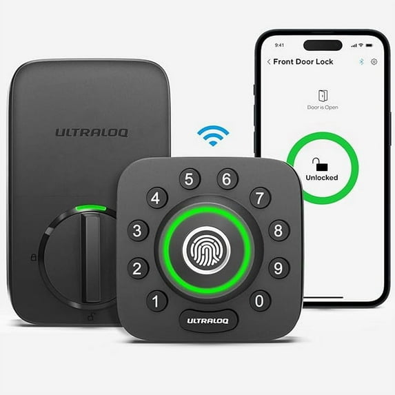 ULTRALOQ U-Bolt Pro Smart Lock with Door Sensor, 6-in-1 Keyless Entry Door Lock with Built-in WiFi, Fingerprint ID, Smartphone, Auto Unlock, WiFi Deadbolt, WiFi Door Lock