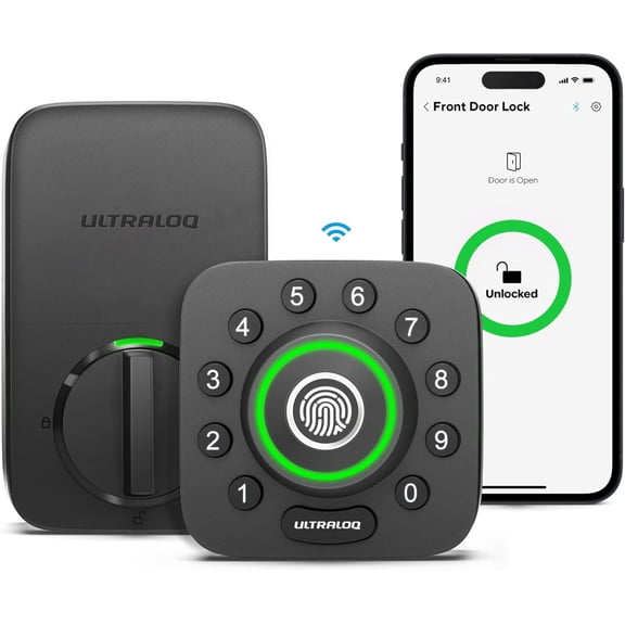 ULTRALOQ U-Bolt Pro WiFi Smart Lock with Door Sensor | 8-in-1 Keyless Entry with Built-in WiFi, Fingerprint ID, App Control, Auto Unlock & Door Status Alerts | ANSI Grade 1 Certified WiFi Deadbolt